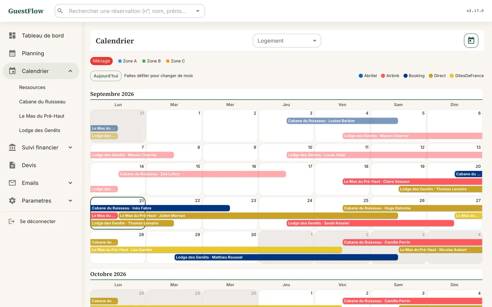 GuestFlow, CRM de gestion touristique pour gîtes et petits domaines